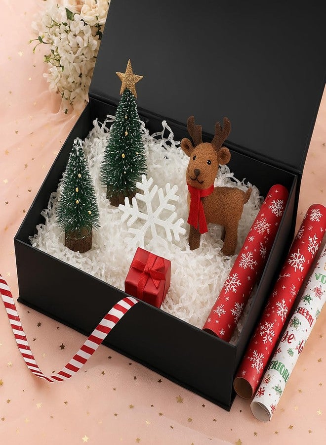 SCORYULE Medium Black Gift Box with Lid, Ribbon, Gift Bag and Greeting Card, 9.4x7x3 Inches, Magnetic Closure, Great for Birthdays, Weddings, Valentine's Day, Christmas Day - Image 4