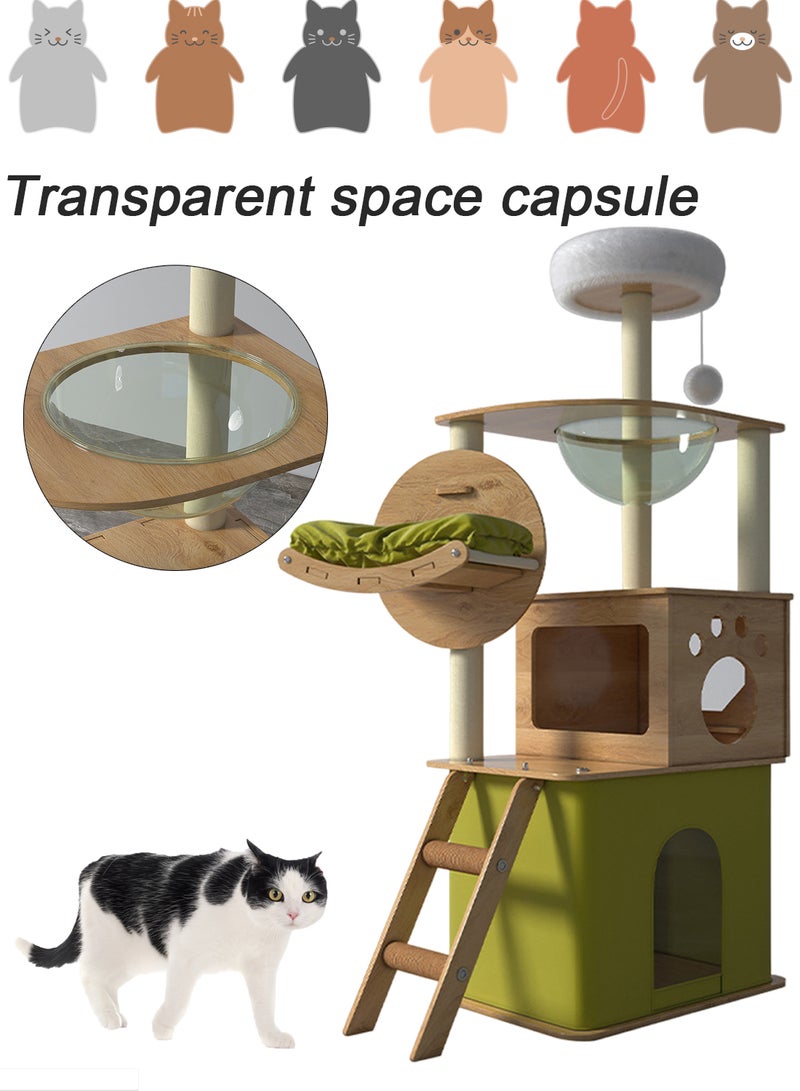 كيدل إطار تسلق خشبي للقطط الأليفة، شجرة لعب للقطط مع بيت للقطط، منصة قفز للقطط، شحذ مخالب، عمود خدش للقطط 40*55*150 سم - Image 4