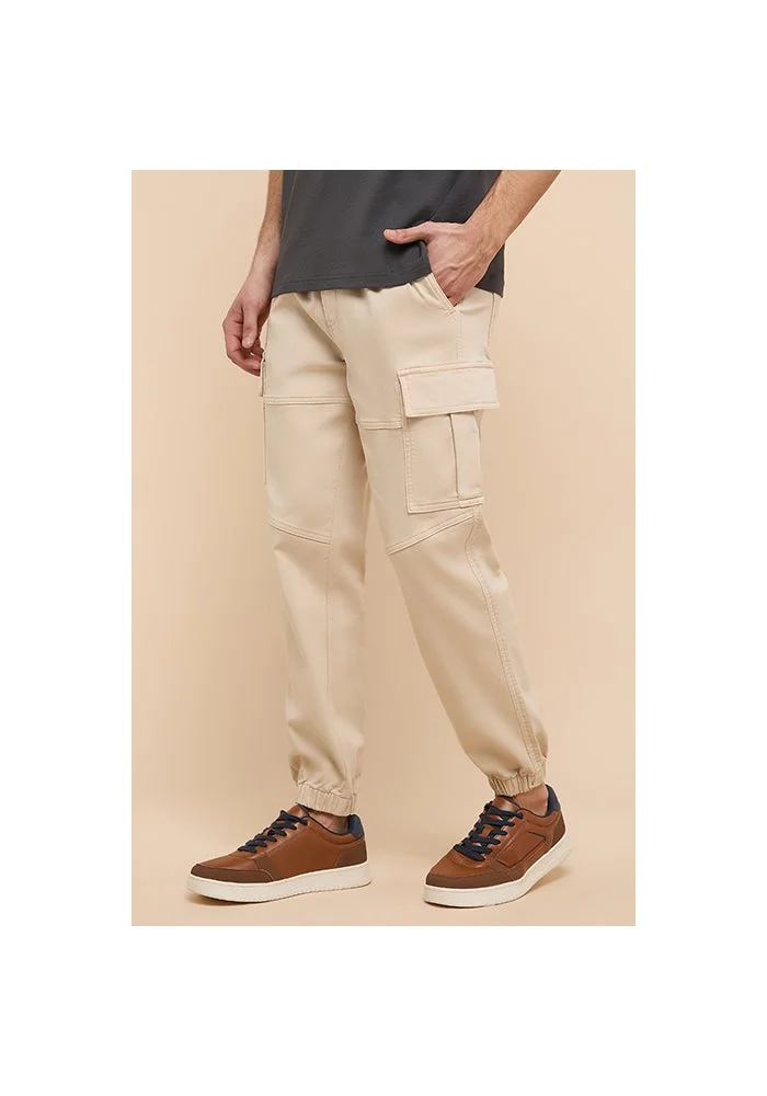 R&b  Solid Cargo Jeans with Button Closure for Men | Best Price UAE