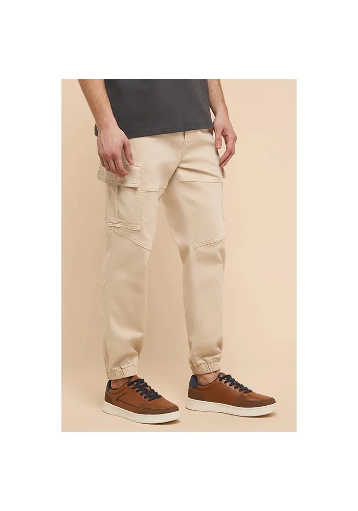 R&b  Solid Cargo Jeans with Button Closure for Men | Best Price UAE