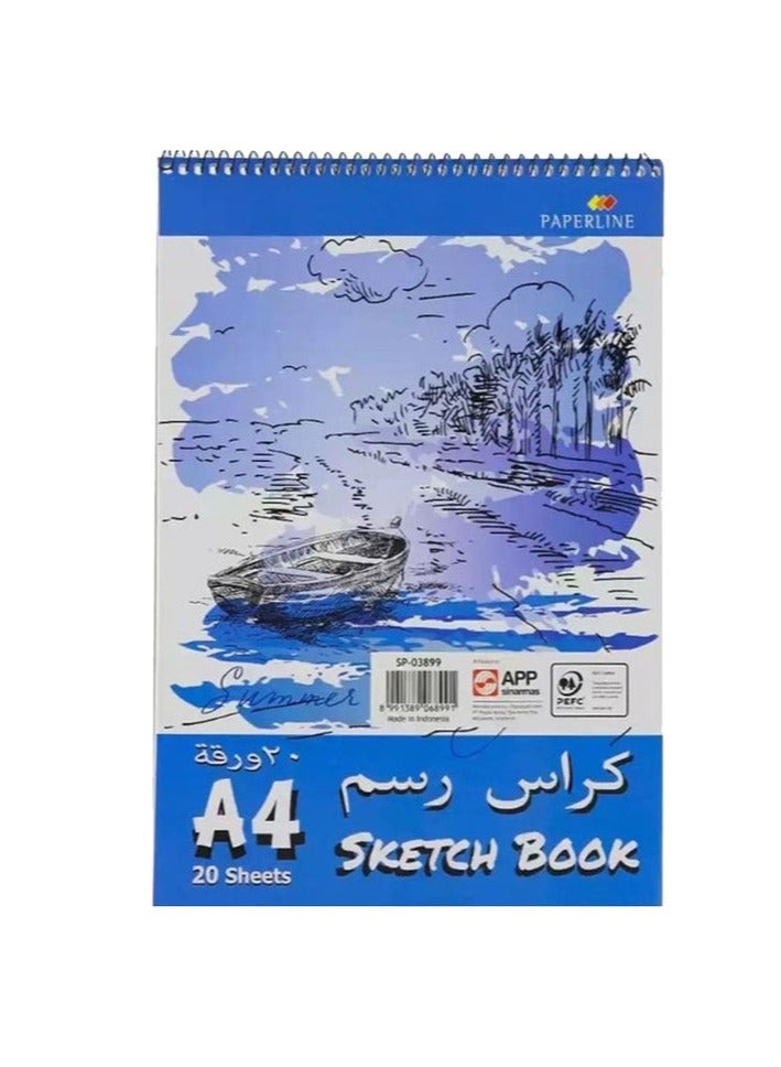 paperline Plain Sketch Book, 12 x 20 Sheets, A4 Size, Blue - Image 2