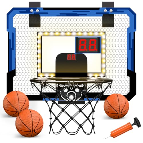 QDRAGON Mini Basketball Hoop with ScoreboardLED Light Glow in The Dark Over The Door Basketball Hoop Indoor Toy Gifts for KidsAdultsBoysGirls - Image 1