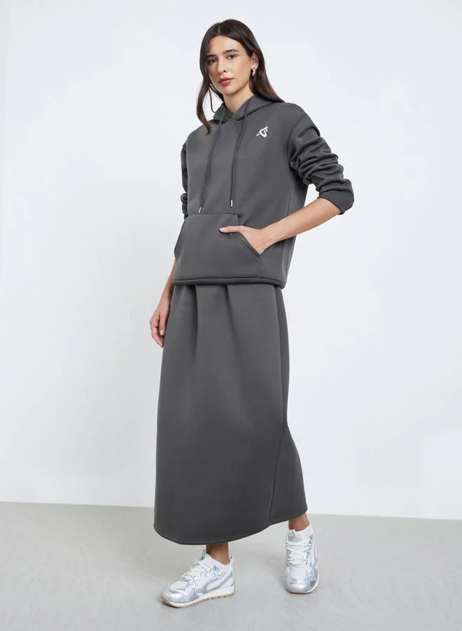 Styli Grey Regular Fit Hoodie and Skirt Co-ords
