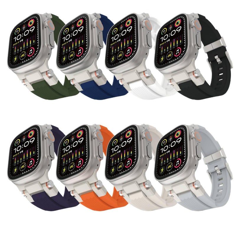 سوار ساعة ذكية سوار رياضي من السيليكون متوافق باللون أبيض قابل للتعديل مع Apple Watch 42/44/45/49mm بملاءمة قابلة للتعديل وحزام بديل - Image 2