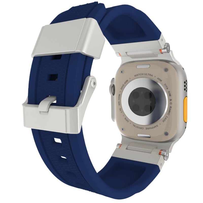 سوار ساعة ذكية سوار رياضي من السيليكون متوافق باللون أبيض قابل للتعديل مع Apple Watch 42/44/45/49mm بملاءمة قابلة للتعديل وحزام بديل - Image 4
