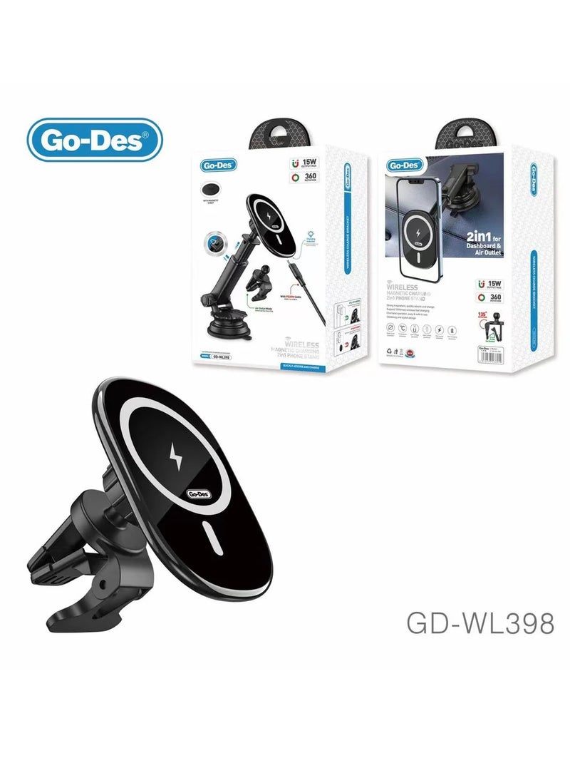 Go-des 3 in 1 Car wireless phone charger Qi Fast Charging Dashboard Win WL 398 - Image 4