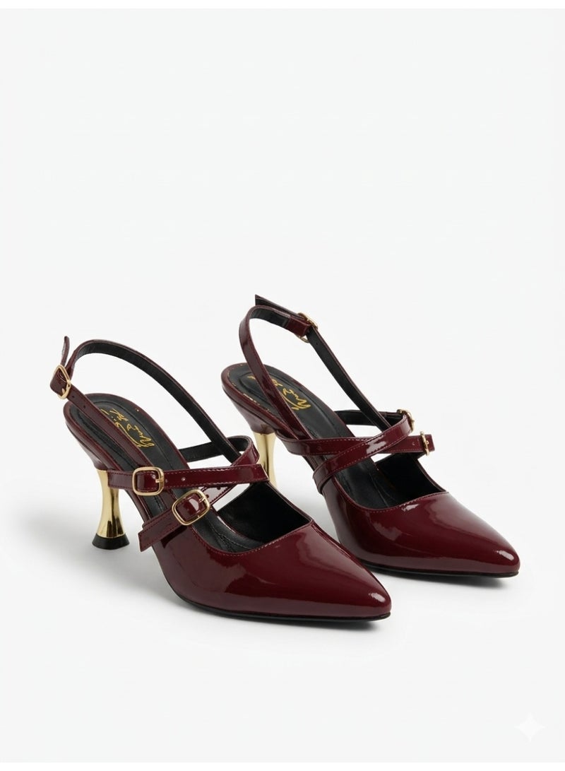 لايف ستيلاش  أحذية كعب جلدية لامعة كلاسيكية F-615 - 1نبيتي - Image 4