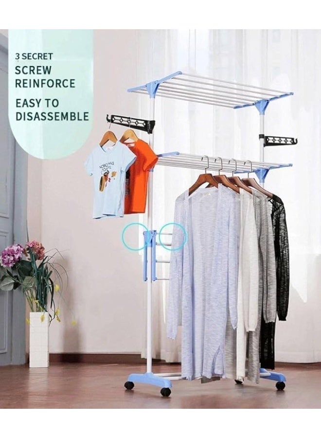 رف تجفيف ملابس قابل للطي، رف تجفيف ملابس بثلاثة أرفف، مصنوع من الفولاذ المقاوم للصدأ - Image 3