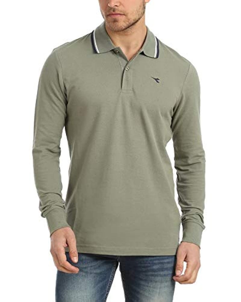 Diadora 161300 Polo T-Shirt For Men - Olive, M
