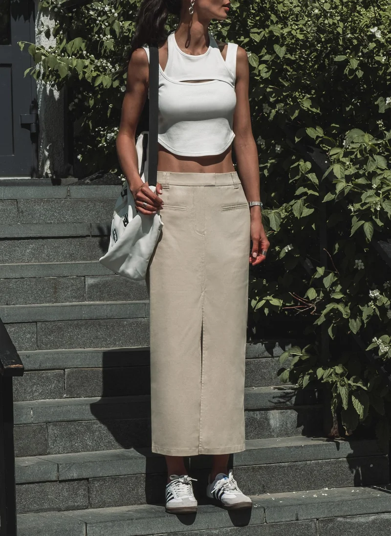 Lichi Straight maxi skirt in suiting fabric