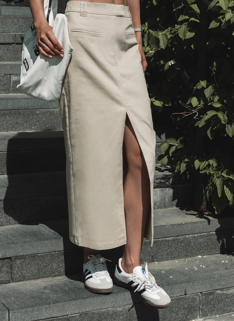 Lichi Straight maxi skirt in suiting fabric