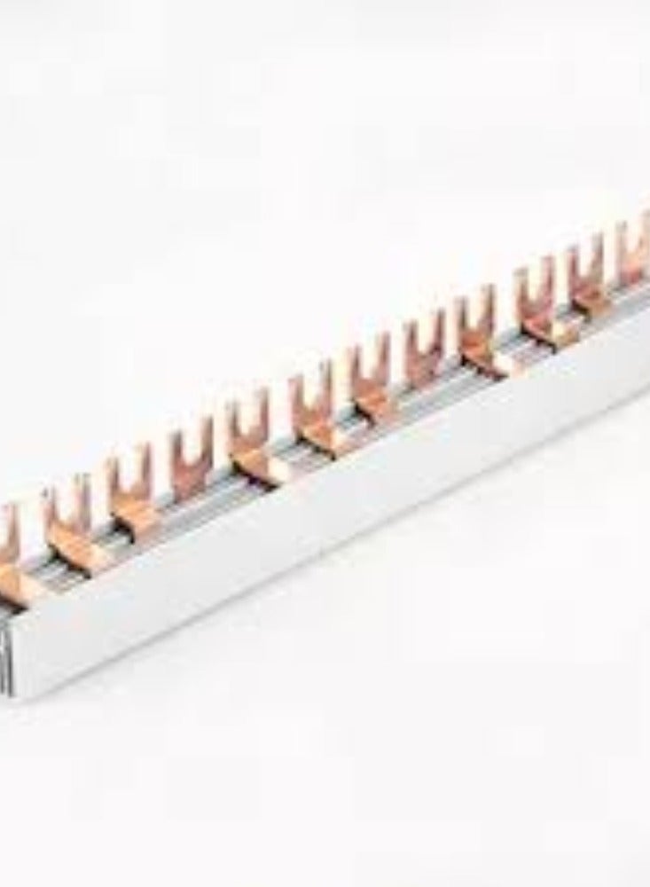 KNP KNP 3-pole copper busbar (fork type) is a key component in electrical distribution systems, designed to efficiently conduct and distribute electrical power across three circuits or phases.  - Image 1