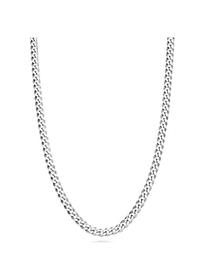 Arabest Italian Solid 925 Sterling Silver 3.5mm Diamond Cut Cuban Link Curb Chain Necklace for Women Men, Made in Italy - Image 1