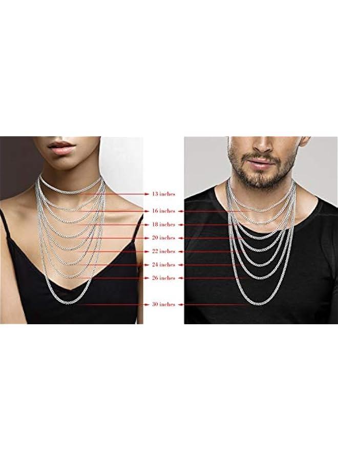 Arabest Italian Solid 925 Sterling Silver 3.5mm Diamond Cut Cuban Link Curb Chain Necklace for Women Men, Made in Italy - Image 2