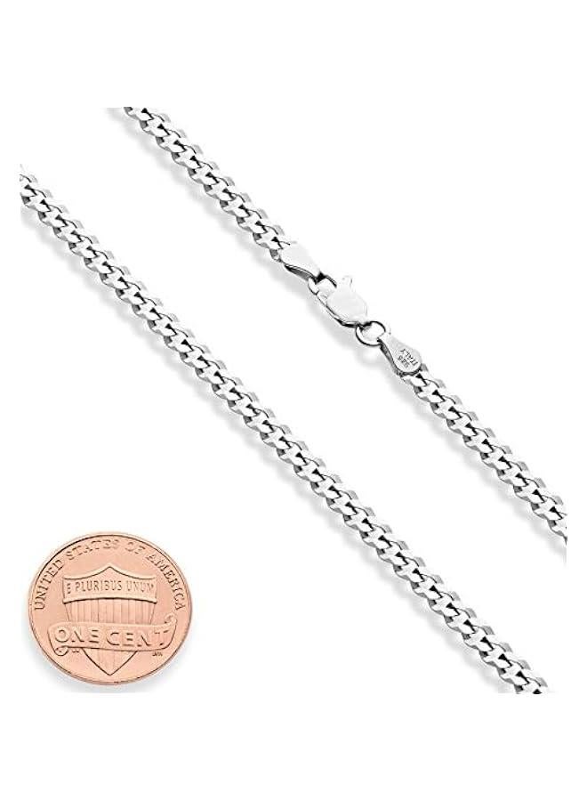 Arabest Italian Solid 925 Sterling Silver 3.5mm Diamond Cut Cuban Link Curb Chain Necklace for Women Men, Made in Italy - Image 3