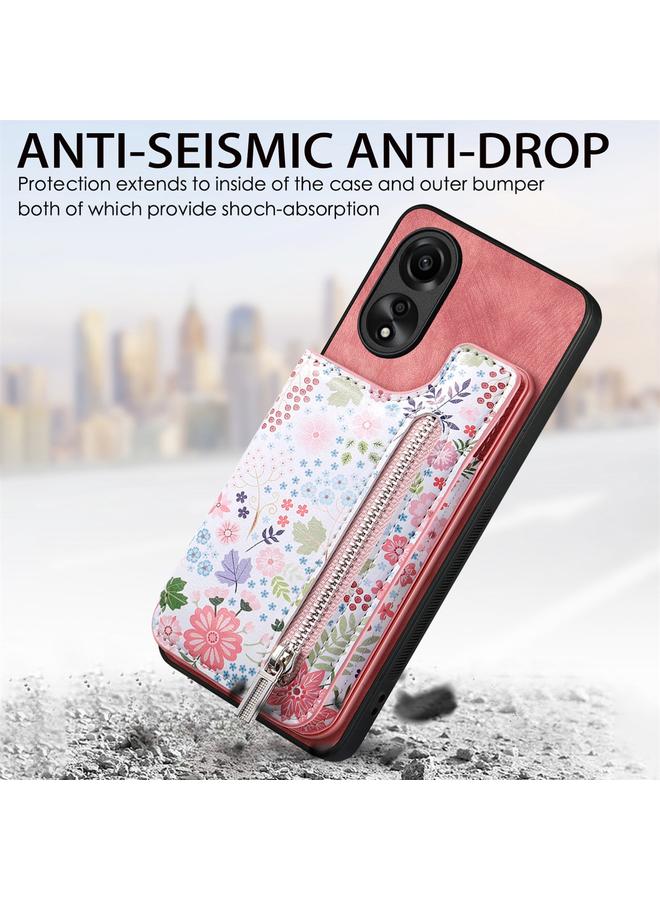 S-TOP Case For OPPO A9 2020 / A5 2020 Retro Painted Zipper Wallet Back Phone Case - Image 5