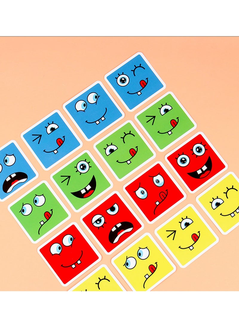 مكعبات بناء التعبير الخشبي ثلاثية الأبعاد تعليمية للأطفال مناسبة لأكثر من 3 سنوات من الأولاد والبنات - Image 4