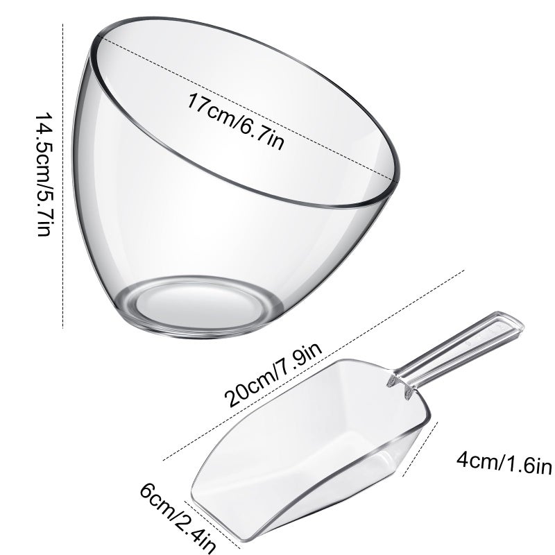 Hoolerry 8 Pcs Serving Bowls Kit Include Plastic Bowls for Parties and Popcorn Measuring Scoops Acrylic Plastic Kitchen Angled Candy Scoops for Office Canister Salad Cooking(Clear,35 oz) - Image 2