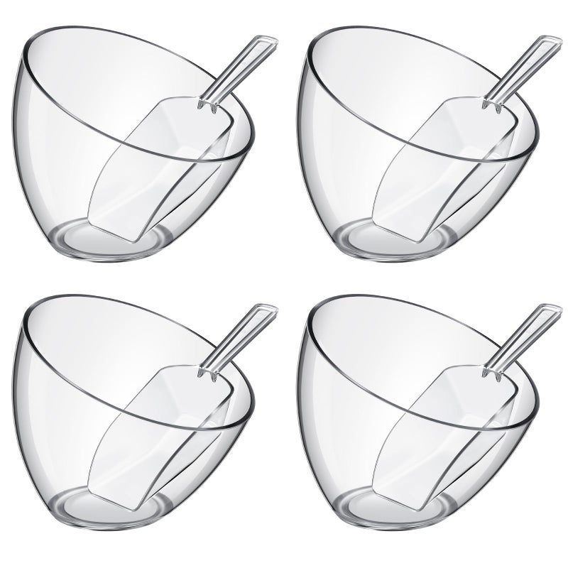 Hoolerry 8 Pcs Serving Bowls Kit Include Plastic Bowls for Parties and Popcorn Measuring Scoops Acrylic Plastic Kitchen Angled Candy Scoops for Office Canister Salad Cooking(Clear,35 oz) - Image 1