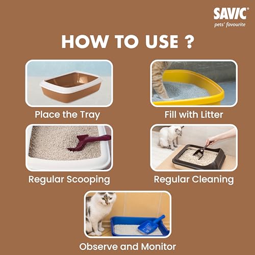 Savic Iriz Cat Litter Tray with Rim, 20", Prevent Throwing of cat Litter, Durable, Lightweight, Easy to use and Reduces Odor, Perfect Starter for Toilet Training Your Kitten, Nordic Brown - Image 3