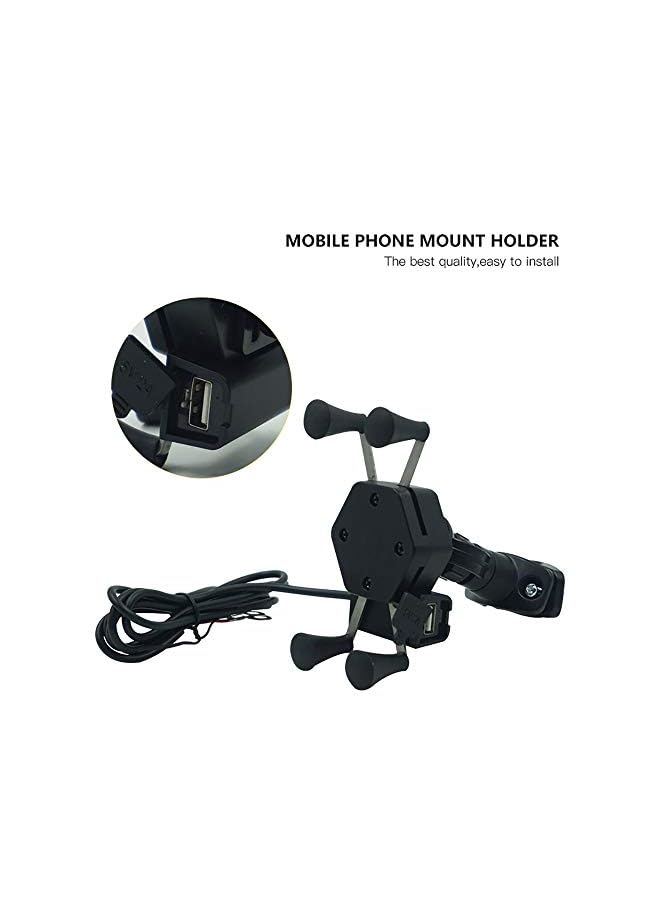 PROMASS Motorcycle Universal Mobile Phone Holder with USB Charger Motorbike Bike Handlebar Stand Mount Bracket for HUAWEI (Color : Black)  - Image 3