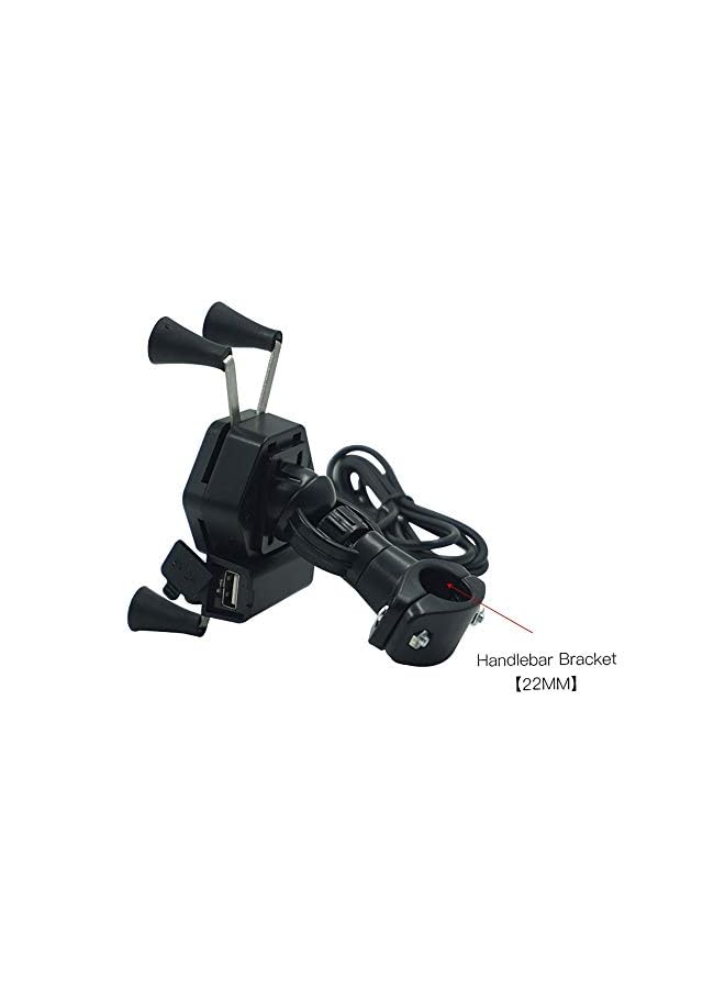 PROMASS Motorcycle Universal Mobile Phone Holder with USB Charger Motorbike Bike Handlebar Stand Mount Bracket for HUAWEI (Color : Black)  - Image 5