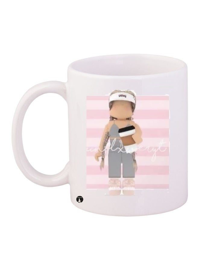 RYN Printed Ceramic Coffee Mug White/Pink/Grey