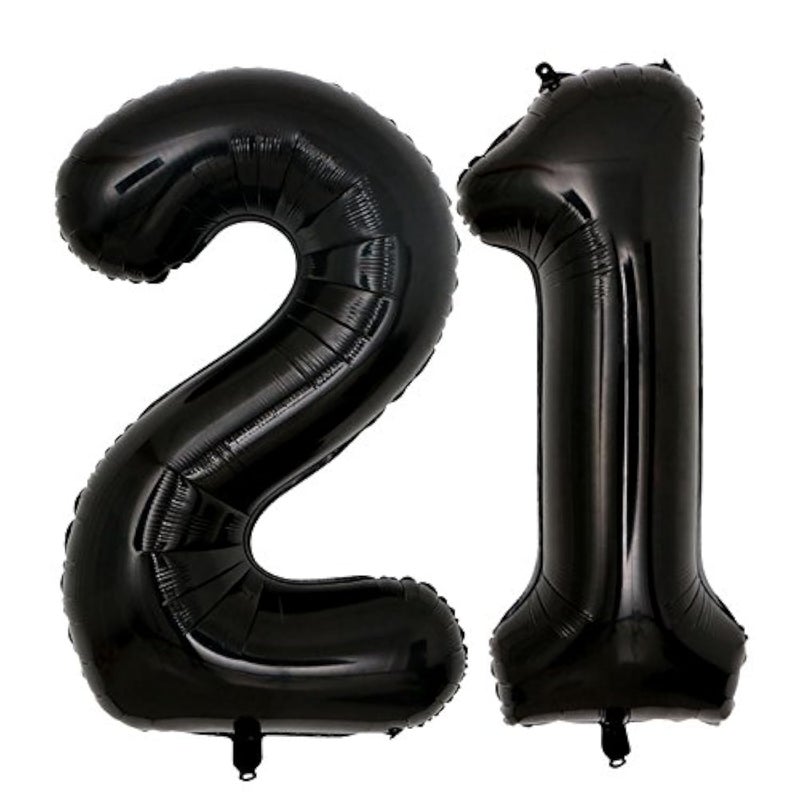 SCORPIO 40inch Jumbo Black 21 number balloons for 21st Birthday Decorations helium balloons party supplies use them as Props for Photos (Black 21) - Image 1
