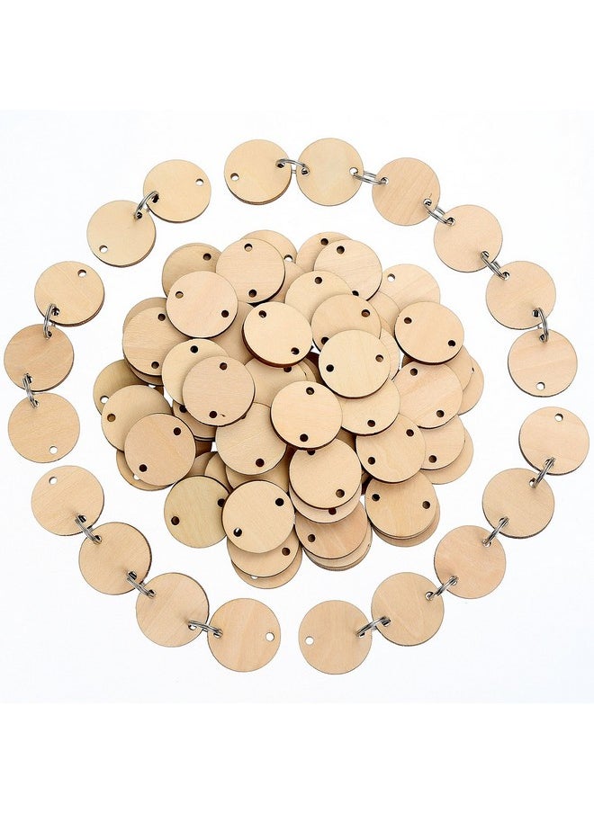 Bememo 100 Pieces Round Wooden Discs With Holes Birthday Board Tags And 100 Pieces 15 Mm Rings For Arts And Crafts (3Cm)  - Image 5