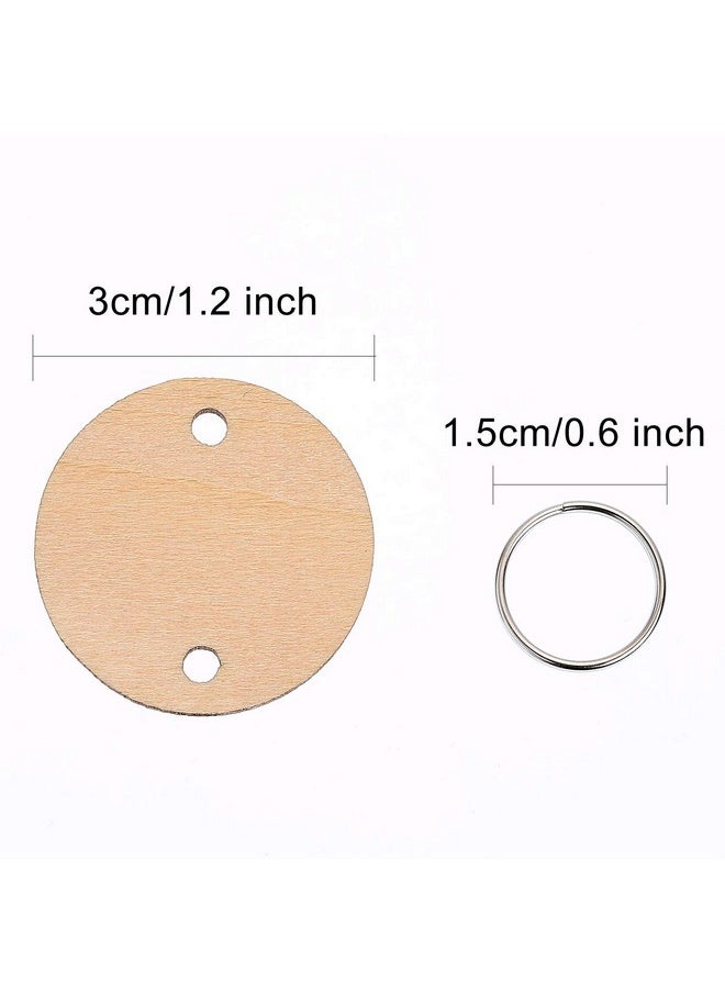 Bememo 100 Pieces Round Wooden Discs With Holes Birthday Board Tags And 100 Pieces 15 Mm Rings For Arts And Crafts (3Cm)  - Image 3