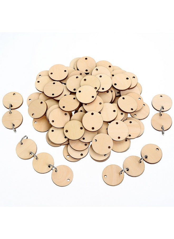 Bememo 100 Pieces Round Wooden Discs With Holes Birthday Board Tags And 100 Pieces 15 Mm Rings For Arts And Crafts (3Cm)  - Image 4