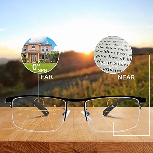 MIRYEA Progressive Multifocus Computer Reading Glasses Blue Light Blocking Multifocal Readers for Men and Women Multi Focus Eyeglasses Eyewear Anti Glare Light Weight TR90 Semi-rimless Frame - Image 5