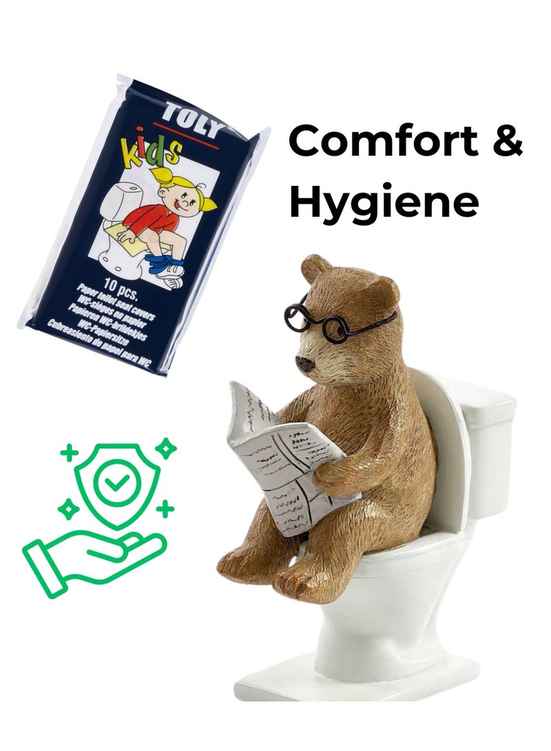 Toly Kids 10 - Disposable Toilet Seat Covers for Kids | Fun Cartoon Stickers, Hygienic & Flushable (10 Sheets, 1 Pack) | Travel-Friendly & Safe - Image 4