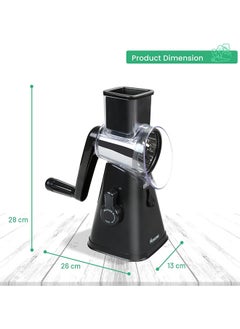 Home Pro Fruit And Vegetable Slicer With 3 Stainless Steel Rotary Blades Multifunctional Round Cheese Slicer And Vegetable Manual And Safe Grinding (Black)  - Image 2