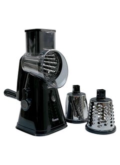 Home Pro Fruit And Vegetable Slicer With 3 Stainless Steel Rotary Blades Multifunctional Round Cheese Slicer And Vegetable Manual And Safe Grinding (Black)  - Image 1