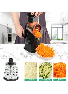 Home Pro Fruit And Vegetable Slicer With 3 Stainless Steel Rotary Blades Multifunctional Round Cheese Slicer And Vegetable Manual And Safe Grinding (Black)  - Image 5