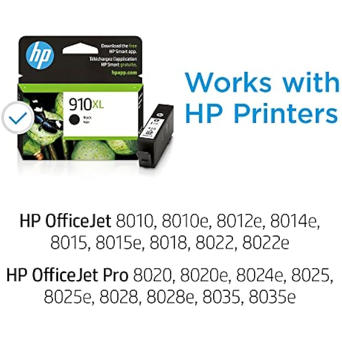 910XL BLACK HIGH-YIELD INK CARTRIDGE FOR PRINTERS | WORKS WITH PRINTER SERIES: OFFICEJET 8010, 8020; OFFICEJET PRO 8020, 8030 | ELIGIBLE FOR INSTANT INK | 3YL65AN - Image 3