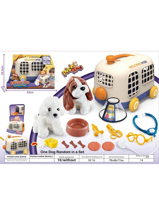 Children's Simulation Plush Cat Teddy Dog Pet Bus Cage Medical Tool Set Storage Plane Play House Toys-Color:Pet Bus Cage + Stuffed Cat Pure White English Short Cat + BB Whistle + Care Set + Sealed Box Packaging: 48 Boxes Minimum Order  - Image 3