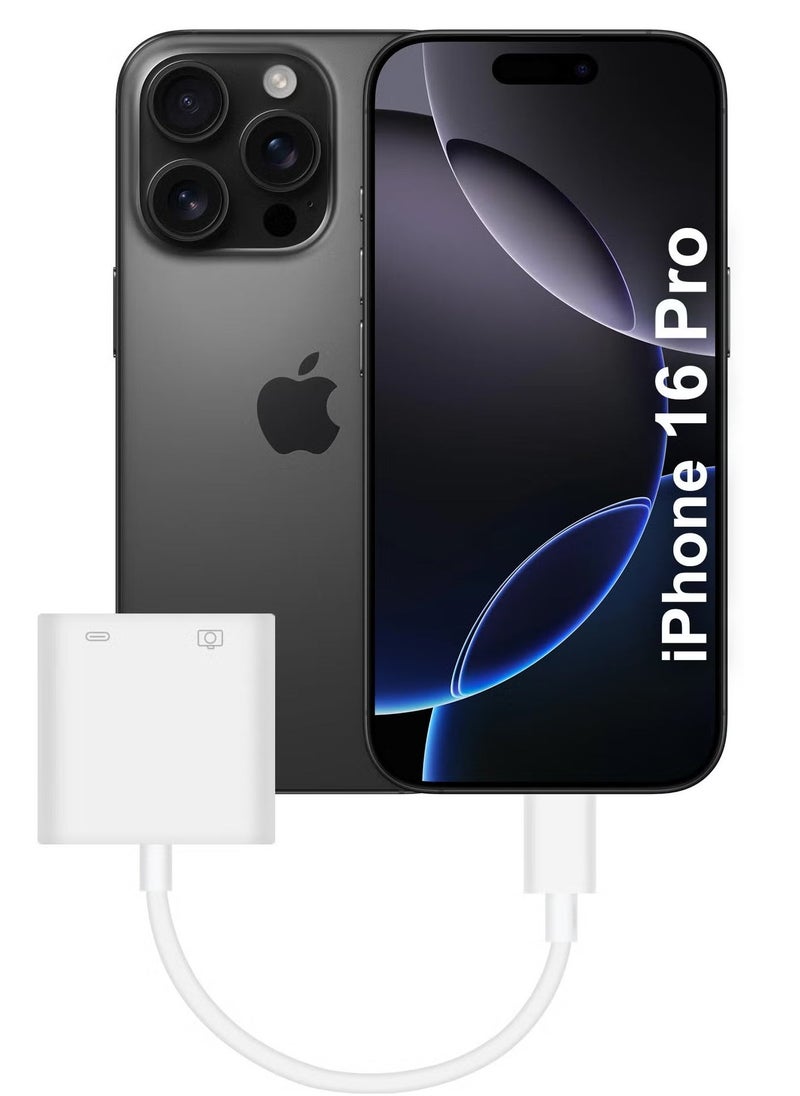 JAJEEK USB-C Camera Adapter for Apple iPhone 16 Pro – Plug and Play 3.0 OTG Adapter with Charging Port, Supports Card Reader, USB Flash Drive, Keyboard, and Mouse – White - Image 1