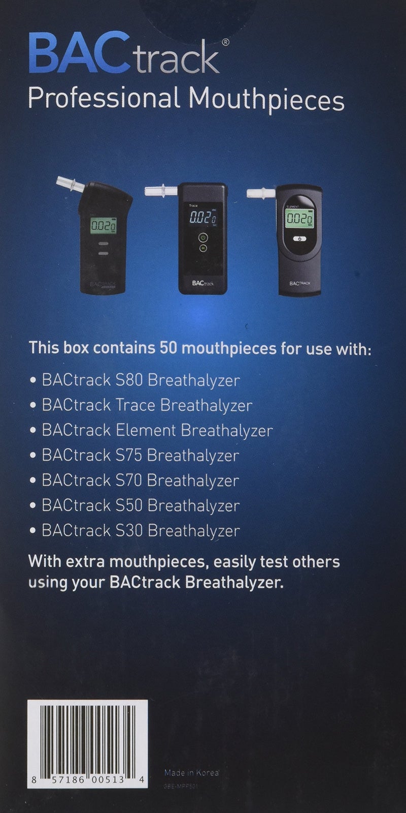 BACtrack Professional Breathalyzer Mouthpieces (50 Count) | Compatible with BACtrack S80, Trace, Scout, Element & S75 Breath Alcohol Testers - Image 3