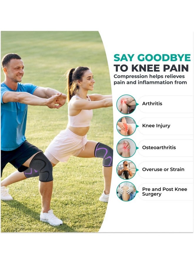 مودفل دعامة الركبة الضاغطة من مودفيل للنساء والرجال، عبوتان من دعامات الركبة لعلاج آلام الركبة أثناء الجري، كم ضاغط لدعم الركبة، دعامات الركبة الرياضية للتمرين لعلاج تمزق الغضروف المفصلي، وتخفيف آلام الرباط الصليبي الأمامي والتهاب المفاصل. - Image 1