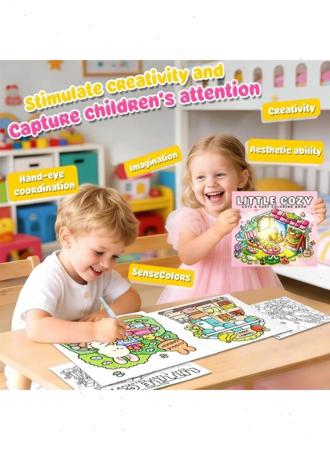 Pomefar 4pcs Coloring Book for Teens & Adults Square Art Coloring Book, Super Cute Animal or Goods Characters for Relaxation & Stress Relief - Image 2