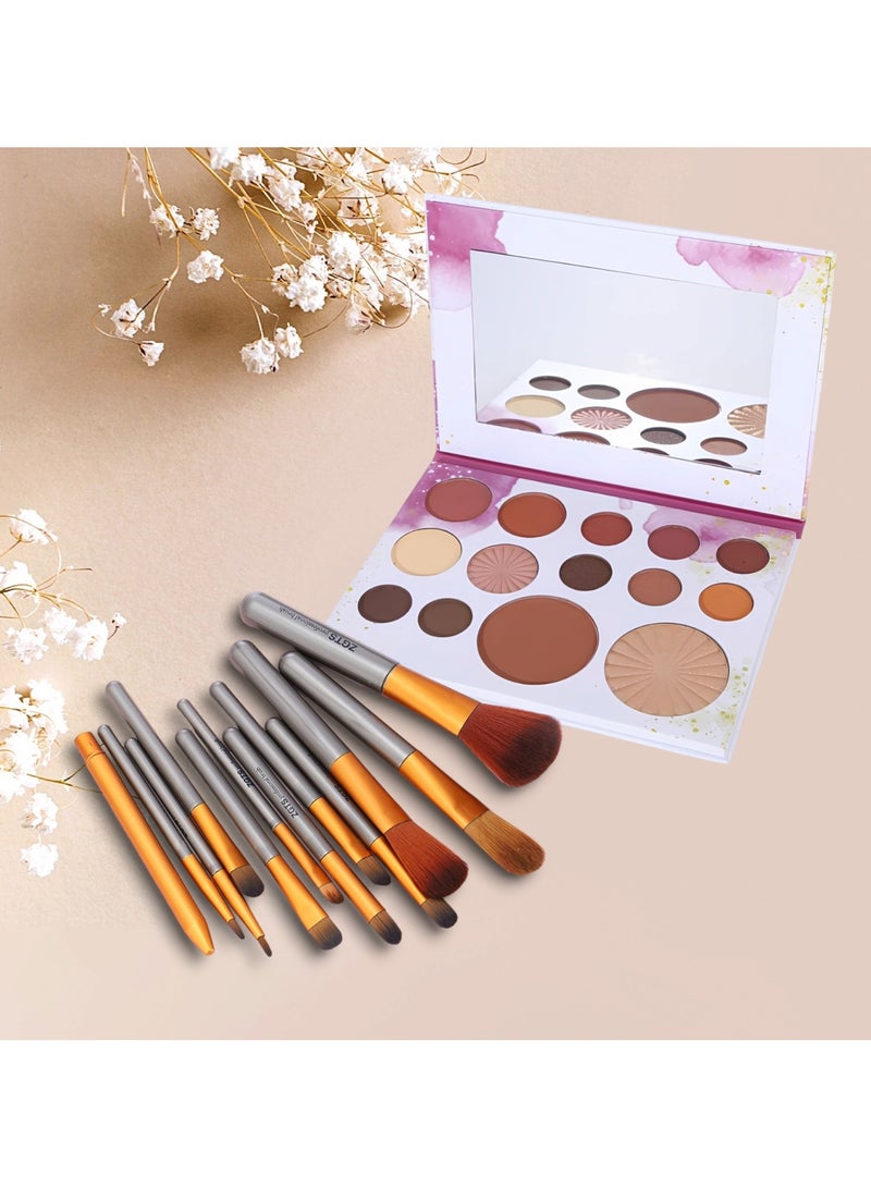 ZGTS Pro Makeup Palette Multicolour With a 12-Piece Brush Set