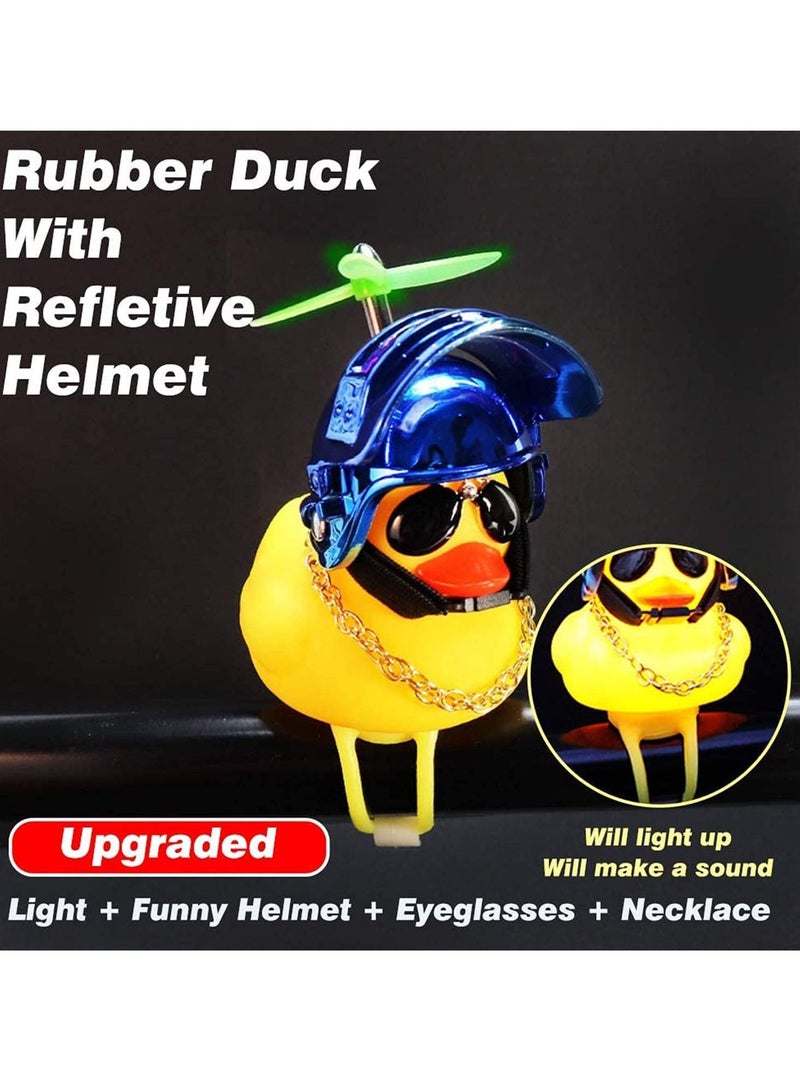 SYOSI Luminous Three-Level Head Bamboo Dragonfly Helmet, Bicycle Light, Local Duck Rubber, Duck Toy Car Ornaments, Yellow Duck Car Dashboard, Decorations Squeeze Duck Bicycle Horns 3 Colors - Image 1