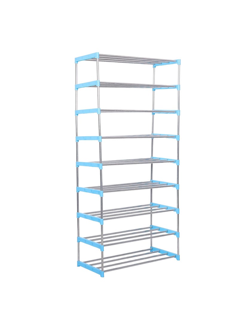 Three Secondz Three Secondz Foldable Steel Shoe Rack Portable Shoe Rack Shoe Cabinet Shoe Organizer Foldable Rack Portable Metal Shoe Rack 9 Layers Blue  - Image 3