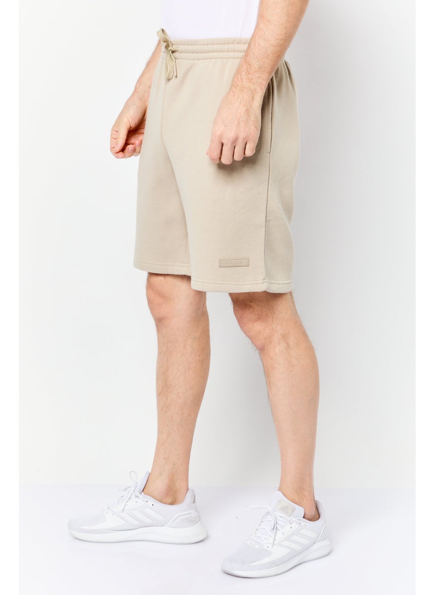 Core Elements Men Brand Logo Basic Shorts, Tan  - Image 4