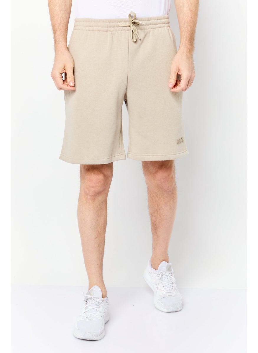 Core Elements Men Brand Logo Basic Shorts, Tan  - Image 1