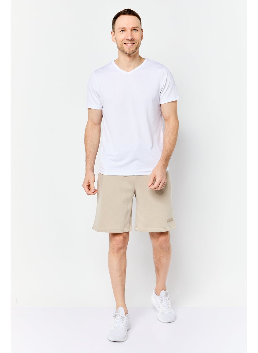 Core Elements Men Brand Logo Basic Shorts, Tan  - Image 2