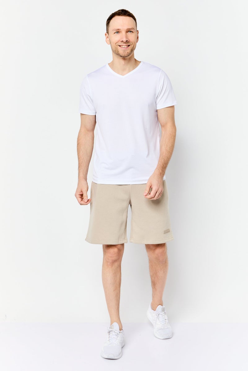 Core Elements Men Brand Logo Basic Shorts, Tan - Image 4