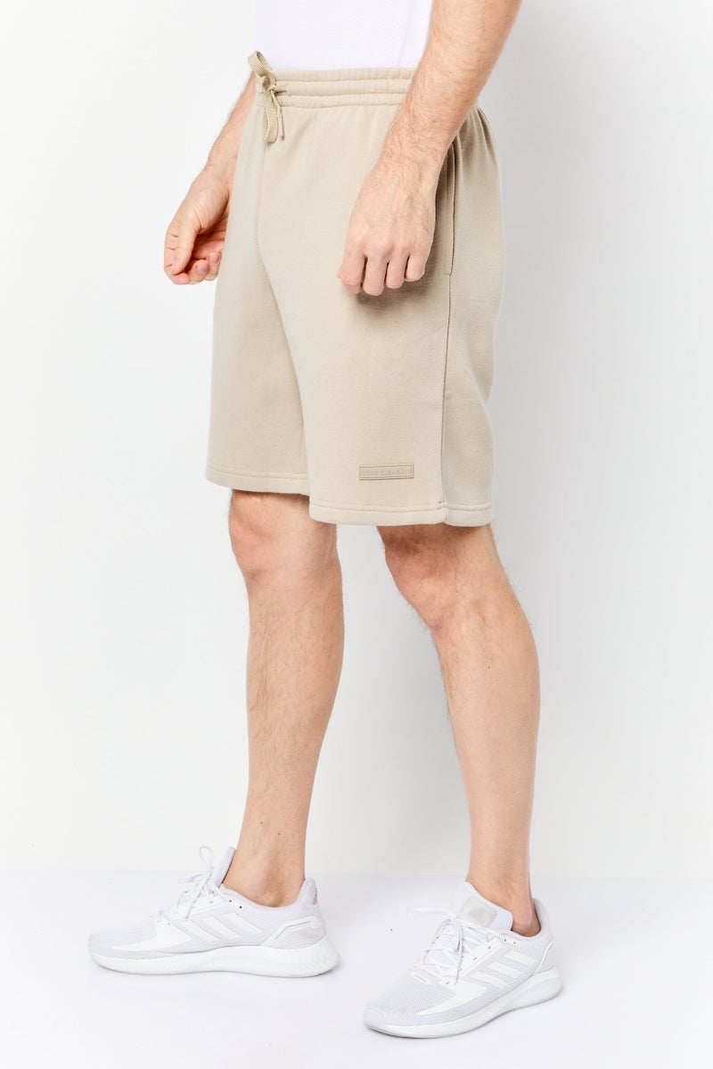 Core Elements Men Brand Logo Basic Shorts, Tan - Image 4